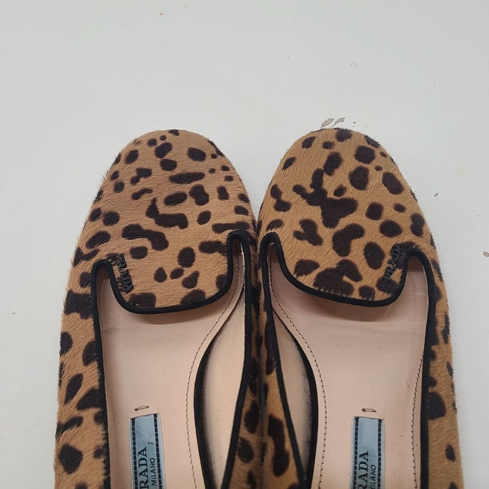 Prada Leopard  Print Calf Hair Slip On Loafters  Size US 5.5 EU 36 Slip-On Flat - Picture 5 of 8